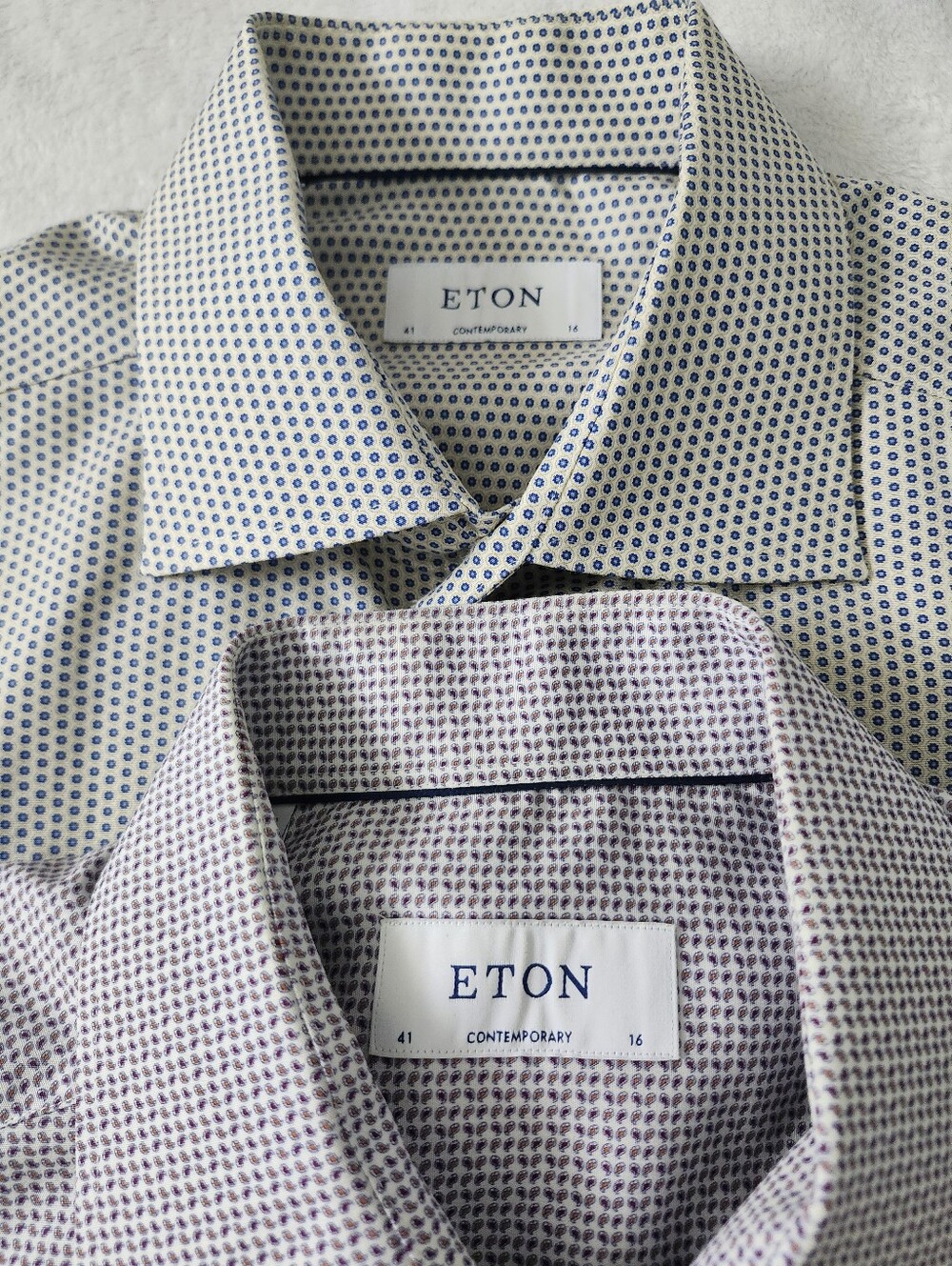 Set of 2 ETON Size 41/16 Men's Dress Shirt Contemporary Fit Cotton - Picture 2 of 15
